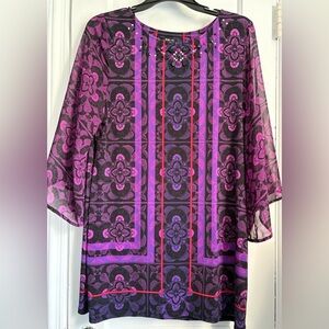 Style & Co Tunic Floral Bell Sleeves Midi or Mimi Dress, Size: XL
